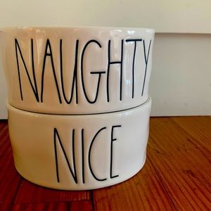 Naughty/Nice Rae Dunn dog bowls